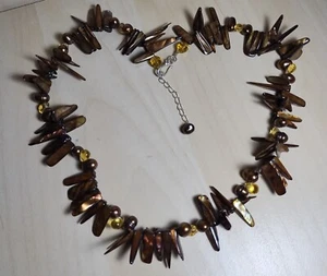 Collana con bastone di perle marrone dorato (N 42 ) - Foto 1 di 3