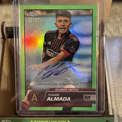 2023 Topps Chrome MLS Soccer #185 Thiago Almada Neon Green REFRACTOR AUTO /99 - Image 1 of 2