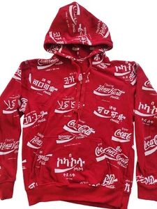 The Coca Cola Company Men's Hoodie Size Small All Over Print Hood Sweatshirt - Picture 1 of 8