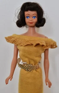 1963 Vintage Barbie DARK Brown Hair MIDGE Doll #860 GOLD Knit DRESS EXC - Picture 1 of 8