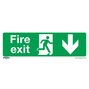 Sealey Rigid Plastic Fire Exit Arrow Down Sign Pack of 10 300mm 100mm Standard - Picture 1 of 1