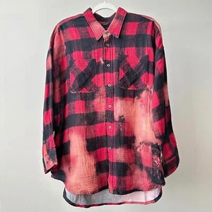 NWT R13 Oversize Workshirt In "Bleached" Red Buffalo Plaid Size XS - Picture 1 of 6