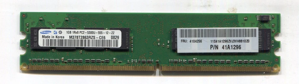 Samsung 1Rx8 PC2-5300U-555-12-ZZ DDR2 1Gb RAM (M378T2863QZS-CE6) - Image 1 of 1