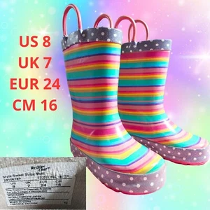 Kids Girls Rain Boots colorfull Western Chief. US(8) waterproof pull on handle. - Picture 1 of 4