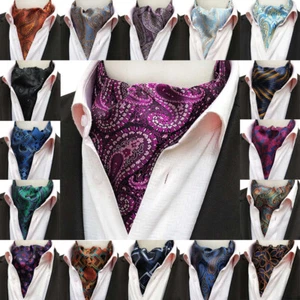 Cravatta uomo Ascot cravatta sciarpa paisley floreale geometrica jacquard cravatta matrimonio - Foto 1 di 23