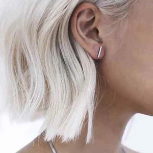 Elegant 925 Sterling Silver Stick Ear Studs Earrings Men Women Christmas Gift - Picture 1 of 6