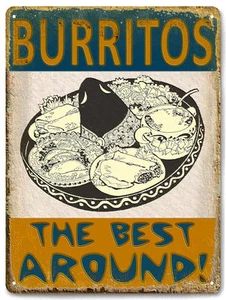 TACOS BURRITOS COMIDA MEXICANA letrero METAL / ESTILO VINTAGE RESTAURANTE decoración de pared 585 - Imagen 1 de 1