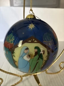 Pier 1 Li Bien 2016 Vetro Rotondo Decorazione Natalizia Presepe con Scatola Usato - Foto 1 di 10