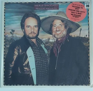 MERLE HAGGARD & WILLIE NELSON LP PONCHO & LEFTY EPIC SHRINK WRAP HYPE STICKER 82 - Picture 1 of 2