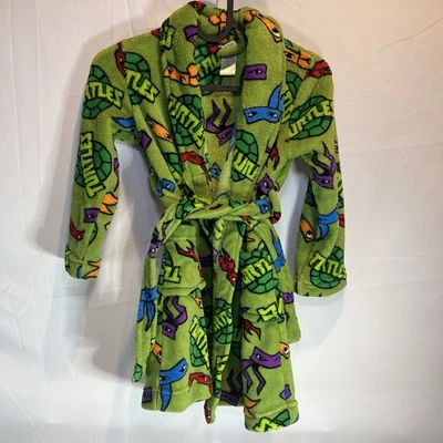 Teenage Mutant Ninja Turtles Size 6 Robe Bathrobe Size Small Green TMNT Nick Pjs - Image 1 of 4