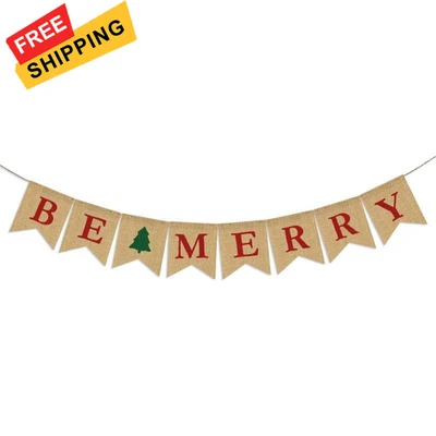 Guirnalda de árbol de Navidad Be Merry | Banderín de vacaciones | Marrón interior/exterior  Foto 1 de 4