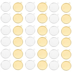 60 Piezas Bisel Redondo Bandeja Base Colgante Dije En Blanco Ajuste para Joyería Artesanía - Imagen 1 de 16