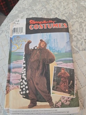Simplicity Wizard of Oz Costume Patterns Adult Size Cowardly Lion 7833 Uncut - Image 1 of 2
