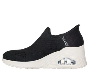 Woman Skechers Slip-ins Uno Wedge-Kickin Knit Shoe 177523 Color Black Brand New - Picture 1 of 7