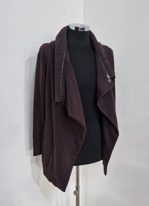 All Saints Jersey Cardigan Size XS Dahlia Brown Open Waterfall Sweatshirt - Picture 1 of 8