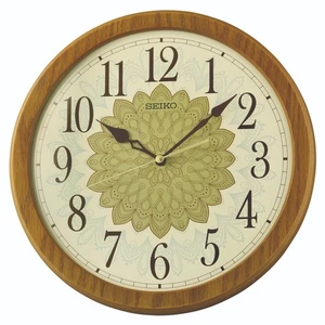 Seiko Oak Finish Wooden Round Battery Wall Clock, Silent Sweep Seconds QXA857B - Picture 1 of 1
