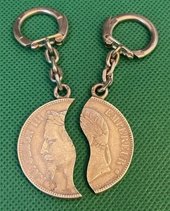 1868 5 Francs Split 36mm Coin Valet Sterling Silver KeyChain KeyRing 35 Grams - Picture 1 of 12