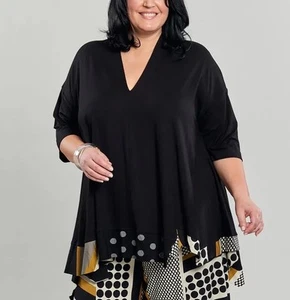 Alembika schwarze Tunika Oversize Bluse mit V-Ausschnitt Gr. S - Bild 1 von 6