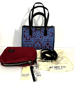 MY BEST BAG Firenze Atena 3-Way Tote Bag With Pouch Jaipur Red Blue TAG - Picture 1 of 20