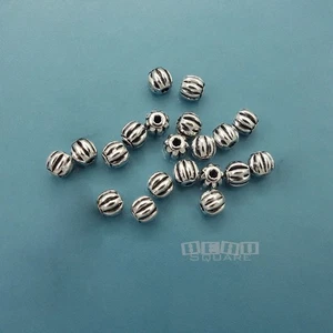 20 Antiqued Sterling Silver Small Pumpkin Ribbed Round Bead Spacers 3mm #33095 - Picture 1 of 2