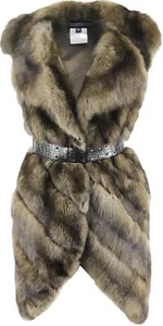 DENNIS BASSO BELTED SABLE FUR GILET SMALL - Picture 1 of 6