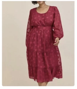 Torrid Womens Star Clip Dot Chiffon Tiered Midi Dress Plus 1X 14W/16W Lined NWT - Picture 1 of 22