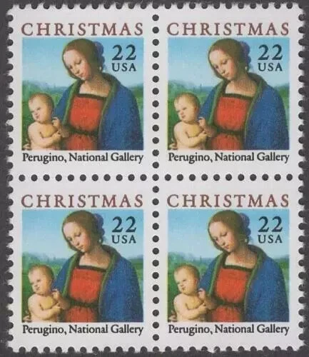 US Madonna and Child by Pietro Perugino 22c Stamp Block of 4 Scott #2244 - Image 1 of 1