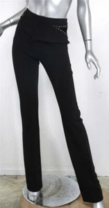 ROBERTO CAVALLI Black Stretch Velvet Rhinestone Studded Pants 6-42 NEW $1089 - Picture 1 of 5