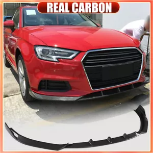 Fit For Audi A3 Sedan 2017-2018 REAL CARBON FIBER Front Bumper Lip Chin Spoiler - Bild 1 von 17