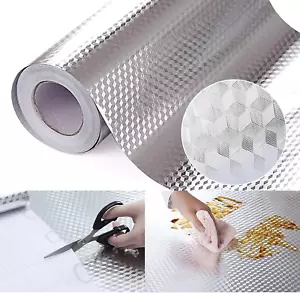 Kitchen Wallpaper Oil Proof Sticker Backsplash Aluminum Foil Oil Self-Adhesive P - Picture 1 of 12
