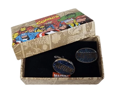 Abotoaduras Avengers Wolverine logotipo oval caixa oficialmente licenciadas pela MARVEL - Imagem 1 de 2