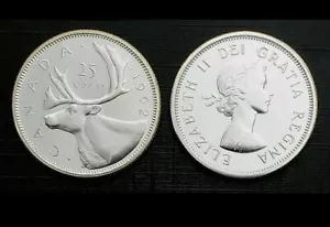 Moneda de 25 centavos Canadá 1962 moneda de plata sin circular - Imagen 1 de 1