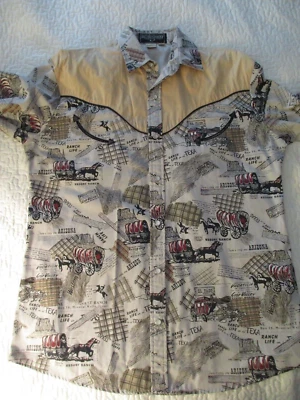 Camisa Western Para Hombre Mediana Perla Snap Sonrisa Bolsillo Rodeo Ranchero Caballo Vaquero Foto 1 de 4