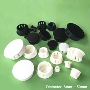 Round Plastic Black/White Blanking End Caps Tube Pipe Inserts Plug Bung 6mm~50mm - Picture 1 of 12