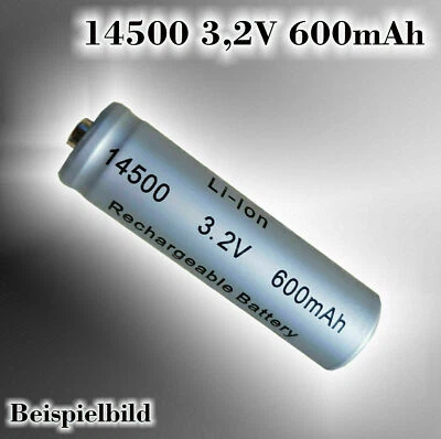 IFR 14500 600mAh 3.2V Li-ion/LiFePO4 Rechargeable Replacement Battery Button Top - Image 1 of 3