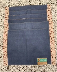 The Pioneer Woman DENIM Placemats Reversible RED POLKA DOTS ~ Set of 6 **NEW** - Picture 1 of 6
