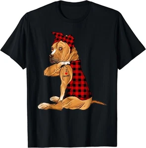 I Love Mom Tattoo Funny Pitbull Dog Lovers Bandana Gift Unisex T-Shirt - Picture 1 of 3