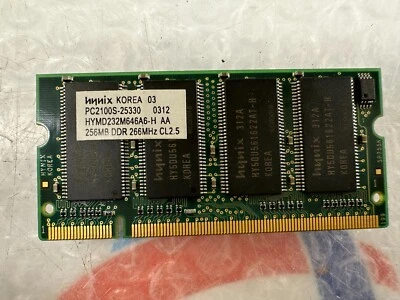Hynix HYMD232M646A6-H PC2100S-25330 SO-DIMM Memory 256MB DDR 266MHz - Image 1 of 2