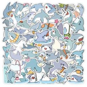 Shark Meme Stickers Pack - Cute Animal Decals for Laptop, Guitar, Car, Bike, Ska - Picture 1 of 2