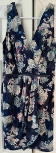 BCBGeneration Women's Blue Dress floral faux wrap mini sleeveless polyester blen - Picture 1 of 4