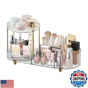 Makeup Organizer Countertop for Vanity, Rotating Perfume Tray with 5-compartm - Picture 1 of 5