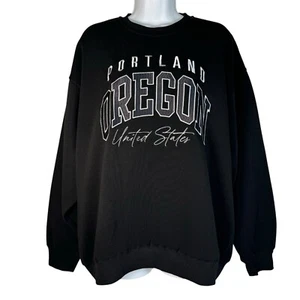 Sudadera Refuge Portland, Oregon blanca y negra de gran tamaño bordada recuerdo - Imagen 1 de 5