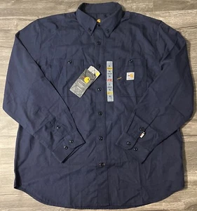 Carhartt FR Force Lightweight L/S XL Navy Work Shirt, Flame Resistant 104138 NWT - Picture 1 of 9