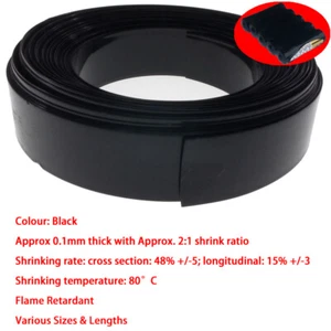 Envoltura de tubo termorretráctil de PVC negro paquete de baterías de radiocontrol LiPO NiMH NiCd tamaños y lentes - Imagen 1 de 2