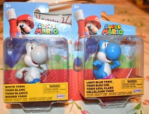 Super Mario Light Blue Yoshi & White 2,5" Jakks Figur World of Nintendo NEU - Bild 1 von 5