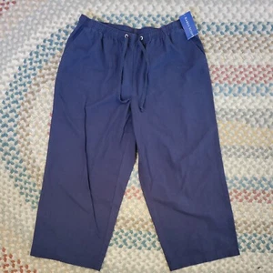 NWT-Karen Scott Women's Knit Capri Pants Classic Navy Blue Size Small - Picture 1 of 9