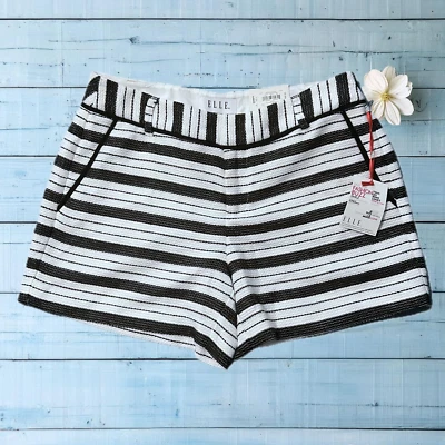 ELLE ~ Pantalones Cortos Tejidos a Rayas Negros Blancos Talla 4 Nuevos con Etiquetas 30x4 Twee Caprichosa Coqueta Foto 1 de 4