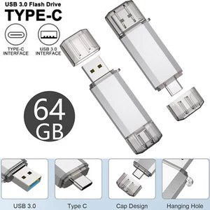 2x 64GB USB C Flash Drive 2 in 1 USB 3.0 Type C Dual OTG Metal Thumb Drive - Picture 1 of 11