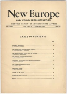 WW2 issue- New Europe - Monthly Review of International Affairs. February 1942 - Foto 1 di 1
