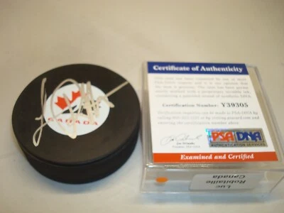 Luc Robitaille Signed Team Canada Hockey Puck Autographed Kings PSA/DNA COA 1B - Image 1 of 4